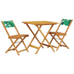 ZNTS 3 Piece Bistro Set Leaf Pattern Fabric and Solid Wood 3281872