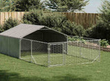 Outdoor Dog Kennel with Run 4x2x1.5 m Galvanised Steel 3329235