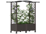 Raised Bed with Trellis and Roof Brown 125 x 40 x 144 cm PP 3423013
