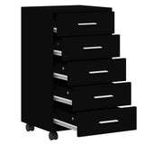 Drawer Cabinet with Castors Black Engineered Wood 342671
