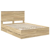 Bed Frame with Drawer Sonoma Oak 150 x 200 cm Engineer Wood 3409449