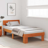 Bed Frame with Headboard Wax Brown 90 x 190 cm Solid Pine Wood 872592