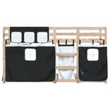 Bunk Bed without Mattress White&Black 90x200 cm Solid Wood Pine 3283928