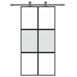 Sliding Door Black 102.5x205 cm Tempered Glass and Aluminium 155212
