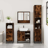 3 Piece Bathroom Furniture Set Smoked Oak Engineered Wood 3301117
