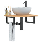 Basin Shelf Wall Mounted Steel and Solid Wood Oak 3302341