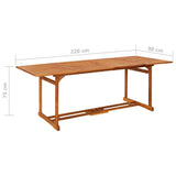 Garden Dining Table 220x90x75 cm Solid Acacia Wood 315946