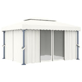 Gazebo with Curtain 4x3 m Cream White Aluminium 3053375
