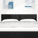 ZNTS LED Headboard Diamond Block Design Black 160 cm Fabric 3338228