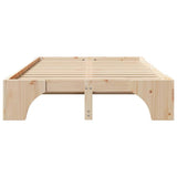 Bed Frame Natural 135 x 190 cm Solid Pine Wood 872953