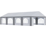 8 x 4m Galvanised Party Tent, Marquee Gazebo with Sides, Eight Windows and Double Doors, for T3398P320043