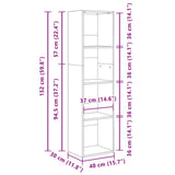 Bookcase Concrete Grey 40x30x152 cm Engineered Wood 857879