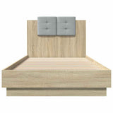 Bed Frame with Headboard Sonoma Oak 90x200 cm Engineered Wood 3209942