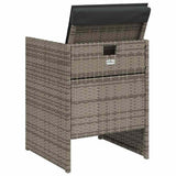 5 Piece Garden Dining Set with Cushions Grey Poly Rattan 365084