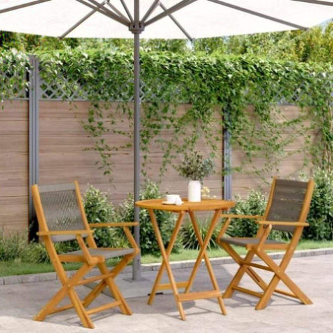 ZNTS 3 Piece Bistro Set Grey Polypropylene and Solid Wood 3281854