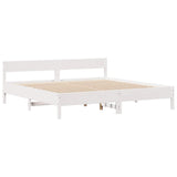 Bookcase Bed without Mattress White 180x200 cm Super King Solid Wood Pine 3322940