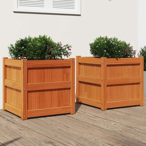 Garden Planters 2 pcs Wax Brown Solid Wood Pine 837419