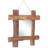 Log Mirror Natural 50x50 cm Recycled Teak Wood 283933