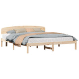 Bed Frame with Headboard Natural 200 x 200 cm Solid Pine Wood 872050