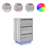 Bedside Cabinet with LED Lights Grey Sonoma 38x34x65 cm 861306