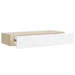 Wall Drawer Shelves 2 pcs Oak and White 60x23.5x10cm MDF 330264