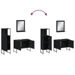 ZNTS 3 Piece Bathroom Cabinet Set Black Engineered Wood 3214349