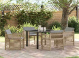 Garden Dining Set 5 pcs Beige Powder-Coated Steel 3380669