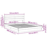 Bed Frame with Headboard without Mattress 150x200 cm King Size Solid Wood Oak 3315741