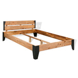 Bed Frame without Mattress Solid Acacia Wood Steel 152x203 cm 281453