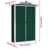 Garden Shed Green 116x45x175 cm Galvanised Steel 46301