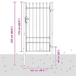 Fence Gate Grey 100 x 175 cm Powder coated steel 42008882