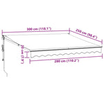 ZNTS Retractable Awning Anthracite and White 3x2.5 m Fabric&Aluminium 3216118