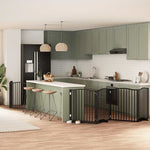 Dog Gate with Door Foldable 8 Panels Black 640 cm Poplar Wood 3155630