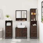 ZNTS 4 Piece Bathroom Furniture Set Brown Oak Engineered Wood 3301289