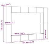 Wall Mounted TV cabinets 8 pcs Old Wood Engineered Wood 3328977