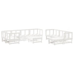 ZNTS 10 Piece Garden Lounge Set White Solid Wood Pine 3186565