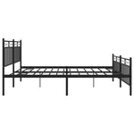 ZNTS Metal Bed Frame without Mattress with Footboard Black 200x200cm 373716
