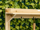 Garden Potting Bench Table, Wooden Workstation Bench w/ Galvanized Metal Tabletop, Storage Shelves T3398P324007