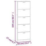 Shoe Cabinet Brown Oak 59x17x169 cm Engineered Wood 342517