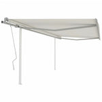 ZNTS Manual Retractable Awning with Posts 4x3.5 m Cream 3070017
