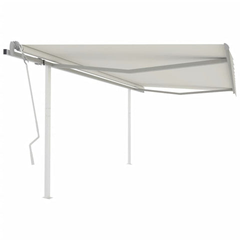 ZNTS Manual Retractable Awning with Posts 4x3.5 m Cream 3070017