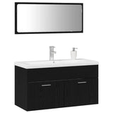Bathroom Furniture Set 3 pcs Black Oak Engineered Wood 3334339
