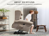 Velvet-Feel Electric Riser Recliner Chair - Khaki T3398P378873