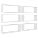 ZNTS Wall Cube Shelf 6 pcs White 60x15x23 cm Engineered Wood 807135