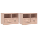 TV Cabinets 2 pcs Pink 67x39x44 cm Steel 841742