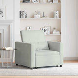 Pull out Sofa Bed Single Light grey 90 x 165 x 87 cm Velvet 42002697