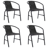 Garden Chair Set of 4 Black Plastic rattan Standard Stackable 3107703