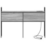 Storage Headboard with Charging Station Grey sonoma 120 cm 859798