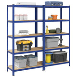 5-Layer Storage Shelves 2 pcs Blue Steel&Engineered Wood 3307605
