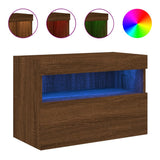 TV Wall Cabinet with LED Lights Brown Oak 60x30x40 cm 837195